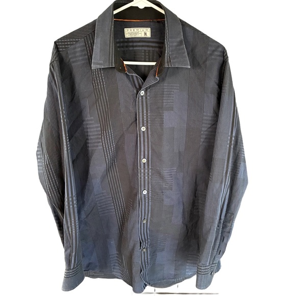 7 Diamonds Other - 7 Diamonds Men’s Button Up Shirt Medium Dark Blue/Black Stretch Performance